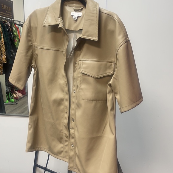 TOPSHOP CREME FAUX LEATHER BUTTON TOP - Picture 7 of 8